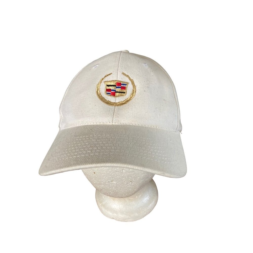 Vintage Cap Hat CADILLAC Off-White Cream Ivory Near Perfect Head Shots EUC